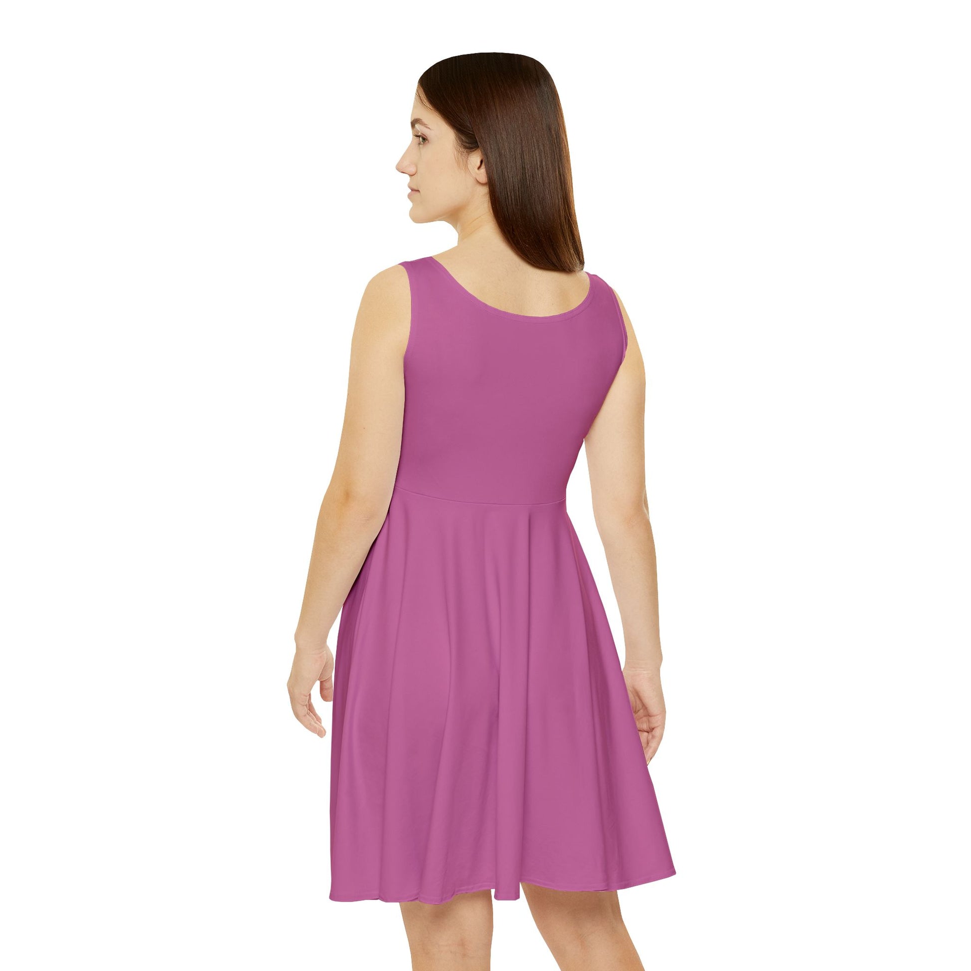 Chic Women’s Skater Dress, Casual Summer Dress, Flowy Pink Dress, Party Outfit, Vacation Wear, Stylish AOP Dress