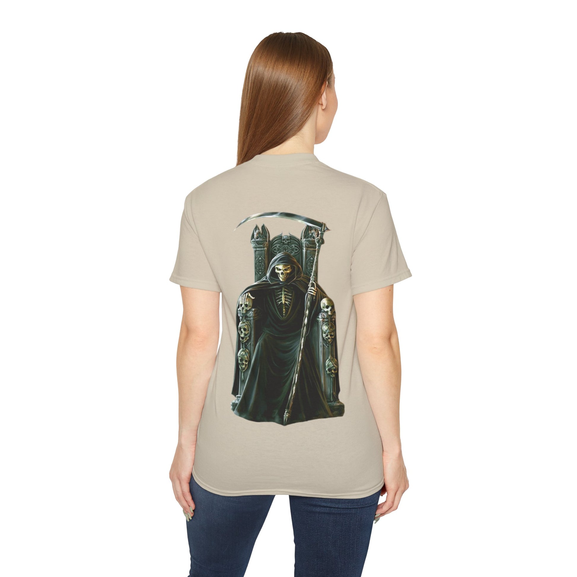 Grim Reaper Graphic Tee | Unisex Cotton Shirt, Halloween Gift, Casual Wear, Gothic Style, Skull Design